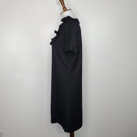 J. Crew Black Classic Wool Ruffle Neck Phoebe Dress Size 2 - Picture 4 of 10
